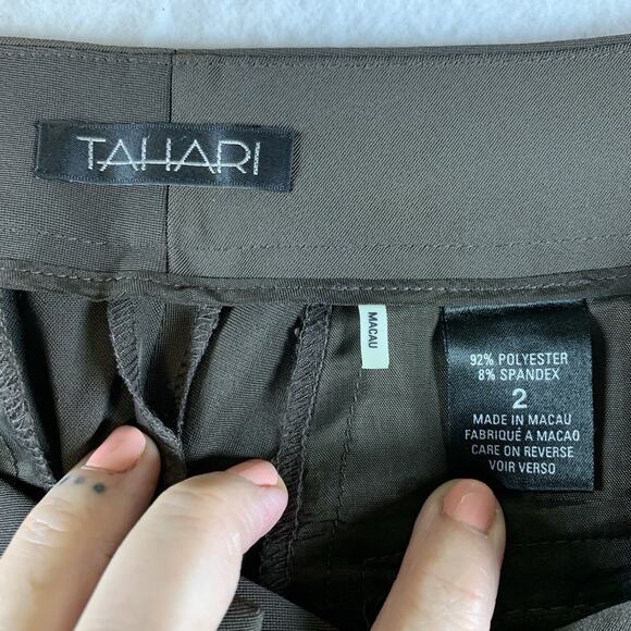 TAHARI Womens Dress Pants Sz 2 Cocoa Brown Bootcut Career Office Parisian New - Picture 11 of 14